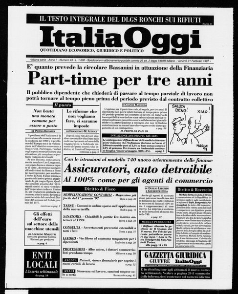 Italia oggi : quotidiano di economia finanza e politica